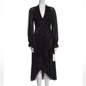 Pinko Black Floral Asymmetrical Dress